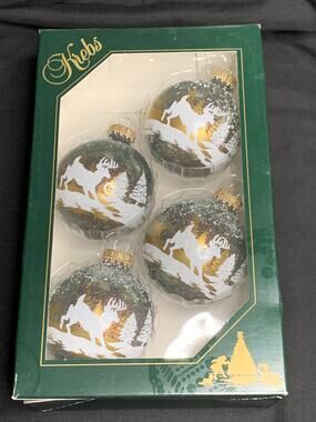 Christmas by Krebs Nature Sparkle Winter Deer Glass Ornaments Set of 4 SK03044
